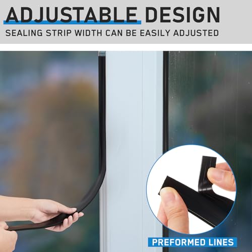 Pushglossy 28 ft Vinyl Sliding Screen Door Bug Seal Strip, Black - color: Black