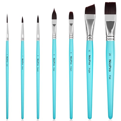 Nicpro Face Paint Brush Set, 7PCS Face & Body Painting Brushes - color: Blue