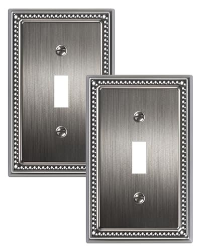 2-Pack Single Toggle Light Switch Cover Plate, Heirloom Silver - color: Heirloom Silver, size: Single Toggle 2PK
