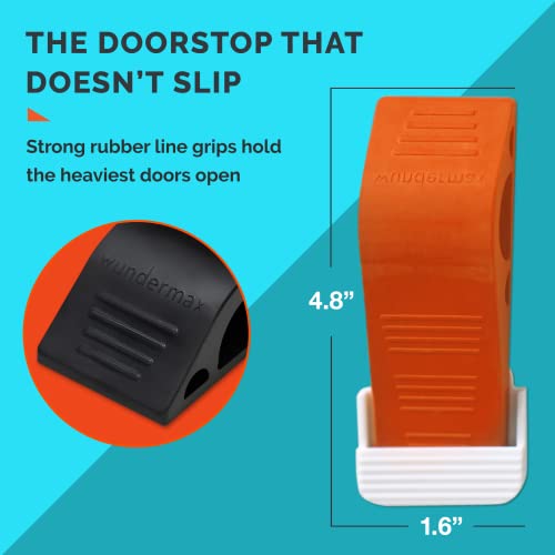 Wundermax Rubber Door Stoppers for Bottom of Door Stop - Pack of 3 Rubber Wedge for Carpet, Hardwood, Concrete, and Tile - Home Improvement Accessories - White - color: White