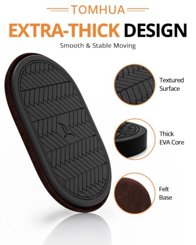 Furniture Sliders for Hardwood Floors Felt Heavy-Duty Furniture Movers - color: Black 4pcs