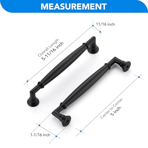 HOME EDIT Matte Black Cabinet Handles 5 Inch Pulls 20 Pack - color: Matte Black, size: 5 inches Hole Center