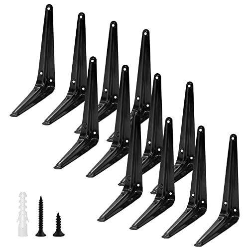 12pcs 6 Inch Shelf Brackets, Heavy Duty L Bracket, Black - size: 5x6 Inch-Black