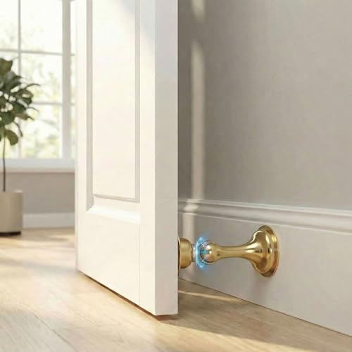 Magnetic Door Stopper 2 Pack, Multi-Angle Wall Guard, Gold - color: Gold