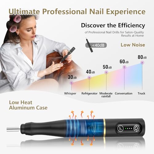 TUOBEO Cordless Nail Drill Electric Nail File Kit, Rechargeable Efile Set - color: Black