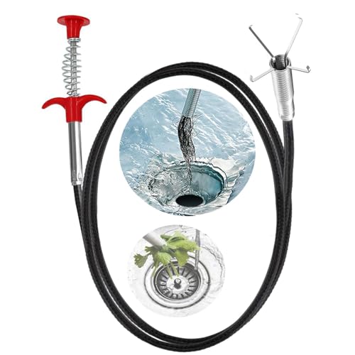 New Upgrade 76 inch Drain Snake Hair Drain Clog Remover Tool - Sink Drain Cleaner for Toilet Sewer Shower Kitchen Bathroom Tub Clogged Drains Opener Cleaning Tool, Flexible Grabber Claw Pick Up Tool - style: 76 in