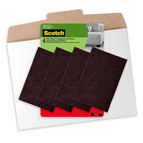 Scotch Felt Furniture Pads 2 PCS Furniture Pads for Hardwood Floors, Brown, 4" x 6" - color: Brown, style: 4 Pads