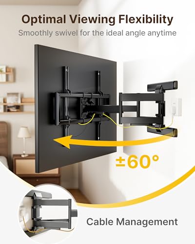 monTEK Full Motion Dual Arm TV Wall Mount for 43-90 Inch TVs - size: 43"-90" Full Motion