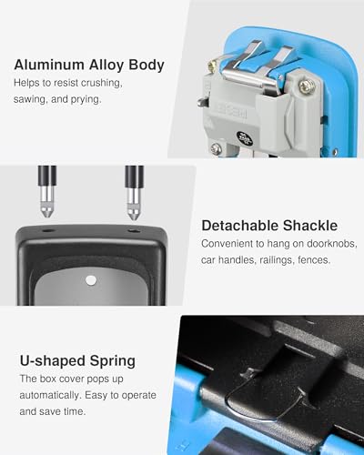 Puroma Key Lock Box Large with Code Lockbox Outdoor Wall Mount Safe 1 Blue - color: Blue