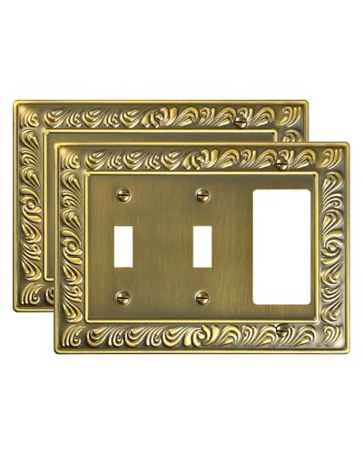 2-Pack Paisley Combo Double Toggle/Single Decorator Outlet Cover Plate - style: 2 Toggle/1 Decorator 2PK