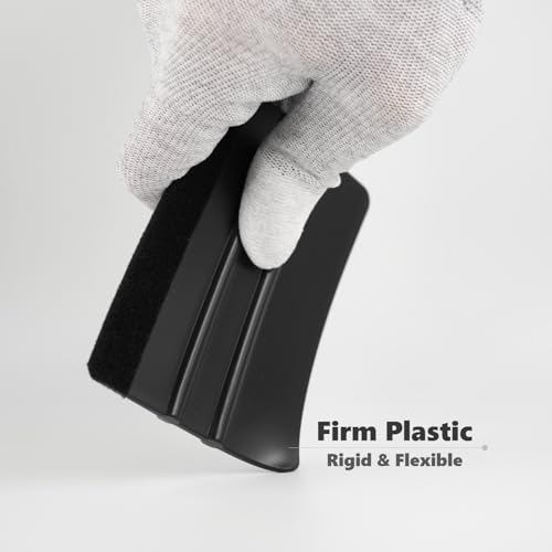 2-Pack Felt Edge Squeegee Tool for Vinyl Wrap & Wallpaper Smoothing, Plastic Scraper with Replacement Fabric Felts, Anti-Scratch Applicator for Car Window Tint, Glass Film & Craft Decals - color: Black