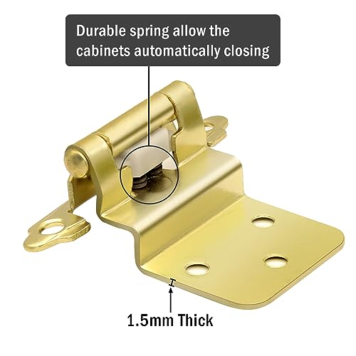 6 Pack (3 Pairs) 3/8" Inset Self Closing Cabinet Hinges Brass Gold - color: Brass Gold, size: 6 Pack (3 Pairs)