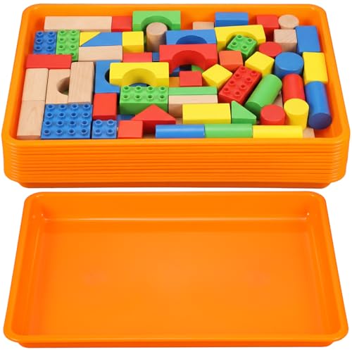 Maitys 15 Pack Plastic Art Trays 12 x 16 Inch Sensory Trays, Orange - color: Orange
