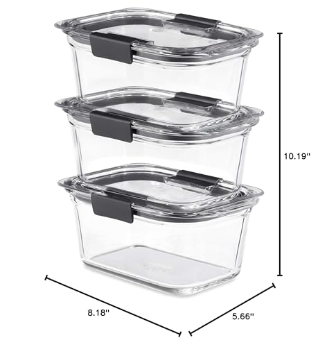 Rubbermaid Brilliance Glass Storage 4.7-Cup Food Containers with Lids Set of 3 Clear - size: 4.7 cups (6-Piece)