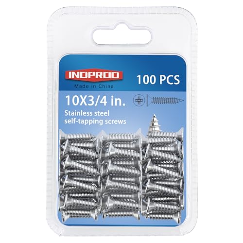 #10 × 3/4" Flat Head Phillips Wood Screw, Flat Head Self Tapping Screw Sheet Metal Screws Wood Screws, Stainless Steel 304 (18-8), 10 × 3/4-Inch, 100Pcs - color: Stainless Steel Screws, size: #10 x 3/4"