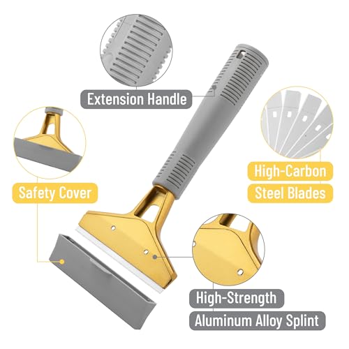 Bates- Razor Blade Scraper Set, 2 Pack, 1.5" & 4" Razor Scraper Tool with 20 Extra Carbon Steel Blades, Window Scraper Blades, Glass Scraper for Windows, Paint Scraper Blade Scraper for Cleaning