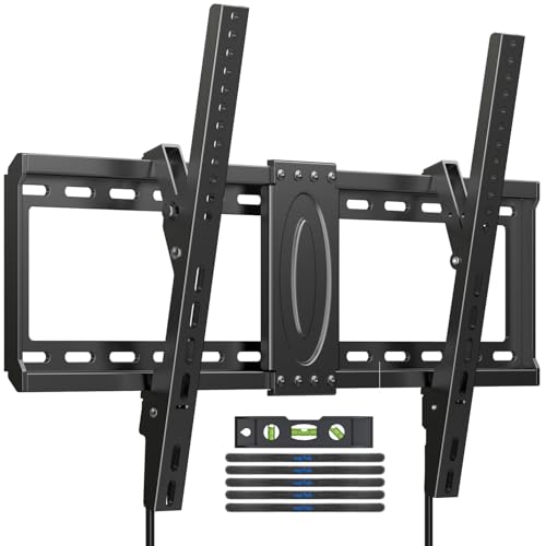 Suptek Tilt TV Wall Mount Bracket for Most 37-82 inch TV, Universal Mount with Max 600x400mm VESA and 132lbs Loading Capacity, Fits Studs 24" Apart, Low Profile with Magnetic Bubble Level (MT5082) - size: 37"-82" TV - for wood studs up to 24"