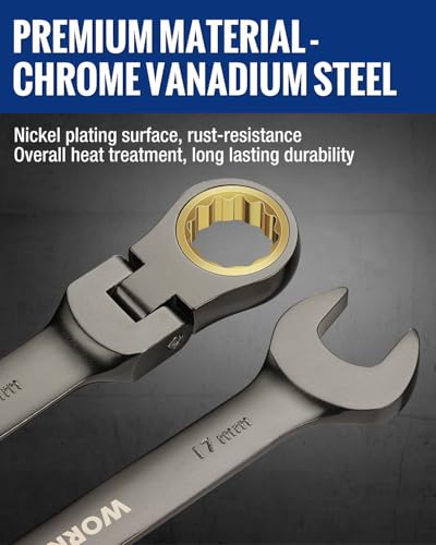 WORKPRO 8-piece Ratcheting Combination Wrench Set, Metric & Nickel Plating - size: Metric, style: Nickel Plating