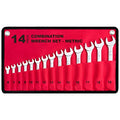 14-Piece Essential Metric Combination Wrench Set in Roll-up Pouch, No Skipped Metric Sizes 6mm - 19mm | Best Value Wrench Set, Ideal for General Household, Garage, Workshop, Auto Repairs, Emergency - size: 14-Piece Metric Set
