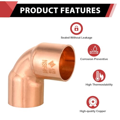 50 Piece EFIELD 1/2" C X C Short Radius Copper 90 Degree Elbow - size: 1/2"x1/2", style: 90 Degree