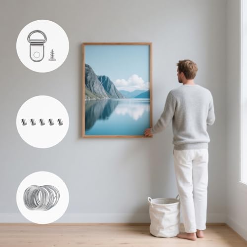 Picture Hanging Wire Kit D Rings Picture Hardware with Screws - size: size_2