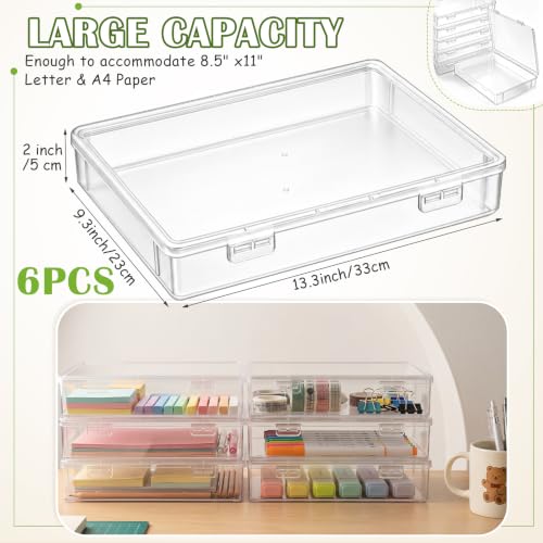 Jetec 6 Pieces Small Clear Plastic Storage Box,13.3 X 9.3 X 2 Inch - size: 13.3 x 9.3 x 2 Inch