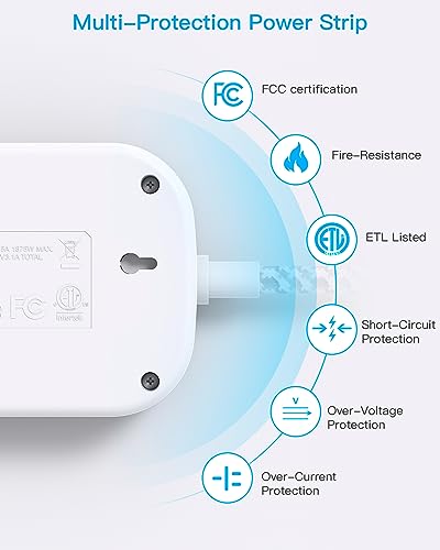 Cruise Essentials 2026,One Beat Travel Power Strip with USB C,Flat Plug 6ft - color: White, size: 6Ft