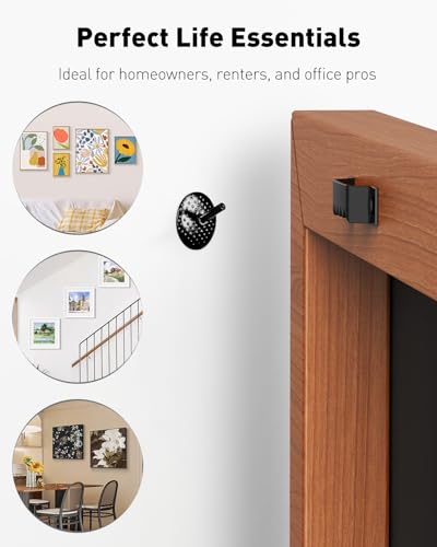 Uniclife 80 Pcs Picture Hangers, Picture Hanging Kit, 4 Size Picture Hanging Hooks, Picture Hanging Nails, Long Picture Hooks for Photo Frame Art Mirror and Decor, Black - size: 80 Pcs, style: Black