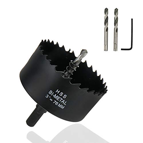 Hole Saw 3-inch Dia for Wood, Plastic, Drywall, Thin Metal - color: black, size: 3"