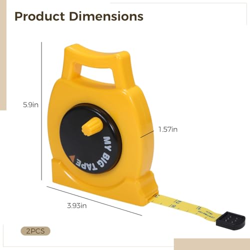 2 Pcs Measuring Tapes, 39.4 in / 1 m Retractable Tape Measures, Soft Portable Mini Tapes, Dual Scale, Yellow