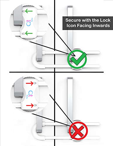 QT BABY Baby Proofing Cabinet Locks | Adjustable U Shaped Baby Safety Latches for Drawers, Fridge, Closet |Modern Baby Proofing Cabinet Lock with Extra Secure Lock Buttons (Pack of 2, White) - color: White, size: Pack of 2