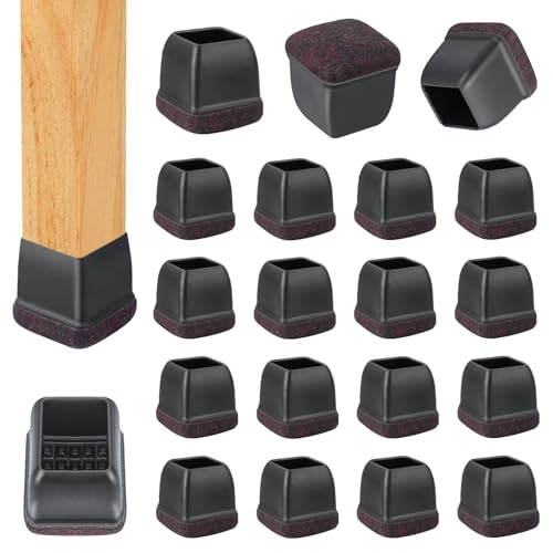 16 Pcs Square Chair Leg Floor Protectors for Hardwood Floors - size: M - 16 Pcs - Black