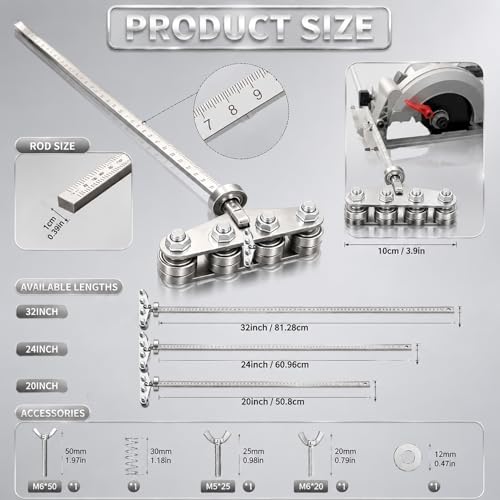 Circular Saw Guide Rail, 20in Positioning Calipers for Circular Saw, Stainless Steel Rip Cut Circular Saw Guide, Adjustable Guide Rail for Woodworking Positioning Cutting - size: 20in