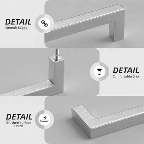 Goldenwarm 5 Inch 10 Pack Brushed Nickel Cabinet Pulls Kitchen Handles - color: Brushed Nickel, size: 5'' Hole Center