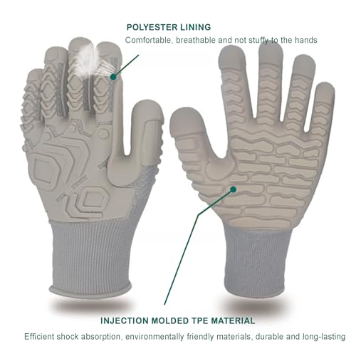 Pro-Grade TPE Anti-Vibration Non-Slip Gloves, Heavy Duty Work Gloves, Reinforced Grip for Construction/Machinery - color: Shockproof& Crashproof-l