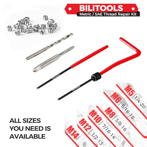 BILITOOLS M3x0.5 Helicoil Thread Repair Kit Metric, HSS Drill Heli Coil Repair Kit - size: M3 x 0.5, style: Metric