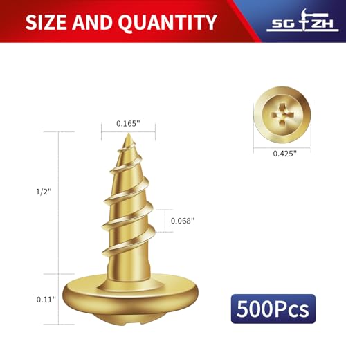 #8 x 1/2" Wood Screw 500Pcs Alloy Steel Standard Thread Truss Head Fast Self Tapping by SG TZH - size: #8 x 1/2"
