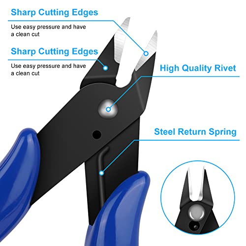 Ainiv Wire Cutters, Spring-loaded Side Cutters Flush Cutters, Diagonal Cutters Precision Side Cutters, Diagonal Cutting Pliers in CRV Steel, Heavy Duty Cutting Pliers for Electrical, Homes - color: Wire Cutter-1pcs, size: 1pc
