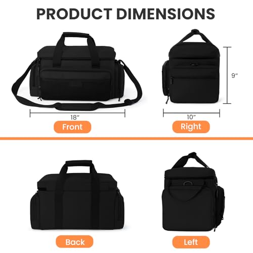 VJI 18" Heavy Duty Tool Bag with Adjustable Shoulder Strap, Black - color: Black