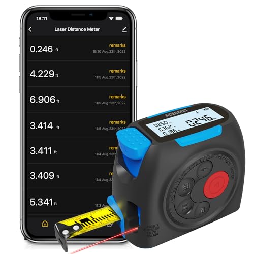 ACEGMET 3-in-1 Digital Tape Measure, 130ft Laser Distance Meter and 16ft Auto-Lock Measuring Tape, Smart App Sync for Floor Planning, ±1/16" High Precision, 2" Backlit LCD, USB-C Rechargeable, IP54