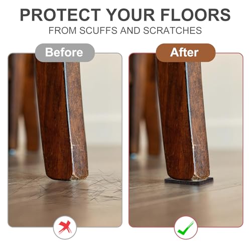 12Pcs Square Felt Furniture Pads, Self Adhesive Square Furniture Felt Pad 2 inch x 2 inch Cuttable Anti Scratch Floor Protectors Surface Protector for Hardwood Cabinet Laminated Floor Tile