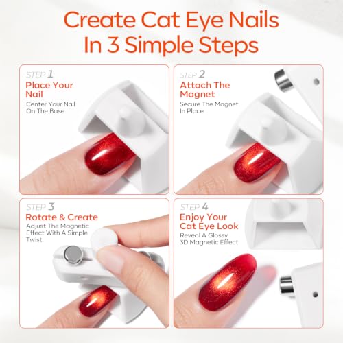 modelones Cat Eye Magnet for Glass Bead Cateye Fall Gel Polish Nail Stuff - color: A White Glass Bead Nail Magnet