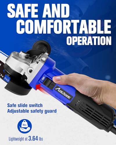 AVID POWER Angle Grinder, 7.5-Amp 4-1/2 inch Electric Grinder Power Tools with Grinding Wheels, Cutting Wheels, Flap Disc and Auxiliary Handle for Cutting, Grinding, Polishing and Rust Removal - Blue - color: Blue