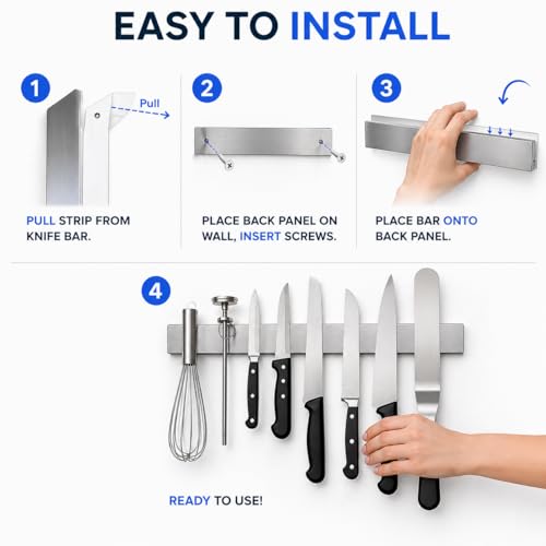 Modern Innovations 16 Inch Stainless Steel Magnetic Knife Bar with Multi-Purpose Functionality as a Knife Holder, Knife Strip, Magnetic Tool Organizer, Art Supply Organizer & Home Organizer - size: 16 Inch