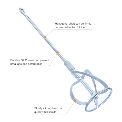 HARFINGTON Concrete Mixing Paddle, Paint Mixer Drill Attachment Cement Mixer Tool Mud Mixer for Mixing Paint Concrete Resin Epoxy - size: 23.2"