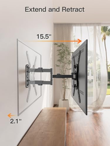 ELIVED Full Motion TV Wall Mount for 26-60" TVs, Max VESA 400x400, 77 lbs. - size: Arm: 15.5" TV: 26-60"
