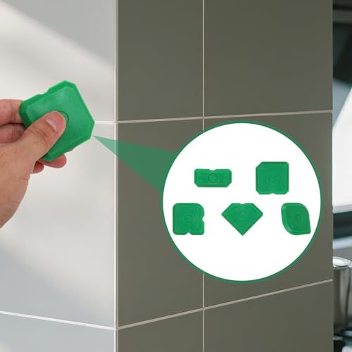 Tinoaly 10pcs Silicone Caulking Tool Kit, Caulk Remover Tool Portable Sealant Scraper Reusable Grout Scraper for Kitchen Bathroom Floor (Green) - color: Green