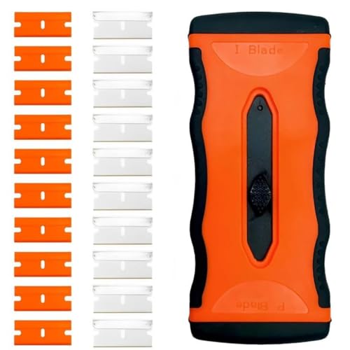 Mister Rui 2-in-1 Razor Scraper, 20 Blades, Retractable, Multi-Surface - color: 1 Retractable Orange