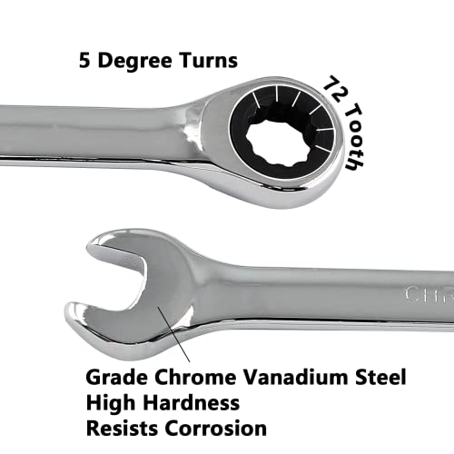2 Pcs 8mm Ratchet Combination Wrench, Metric 72-Tooth - size: 8 mm