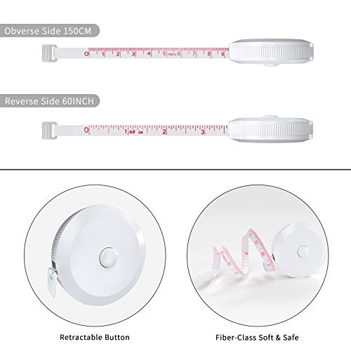 DiCUNO 10-Pack Soft Retractable Measuring Tape, 60-Inch 1.5 Meter, 10Colors - color: 10 Colors